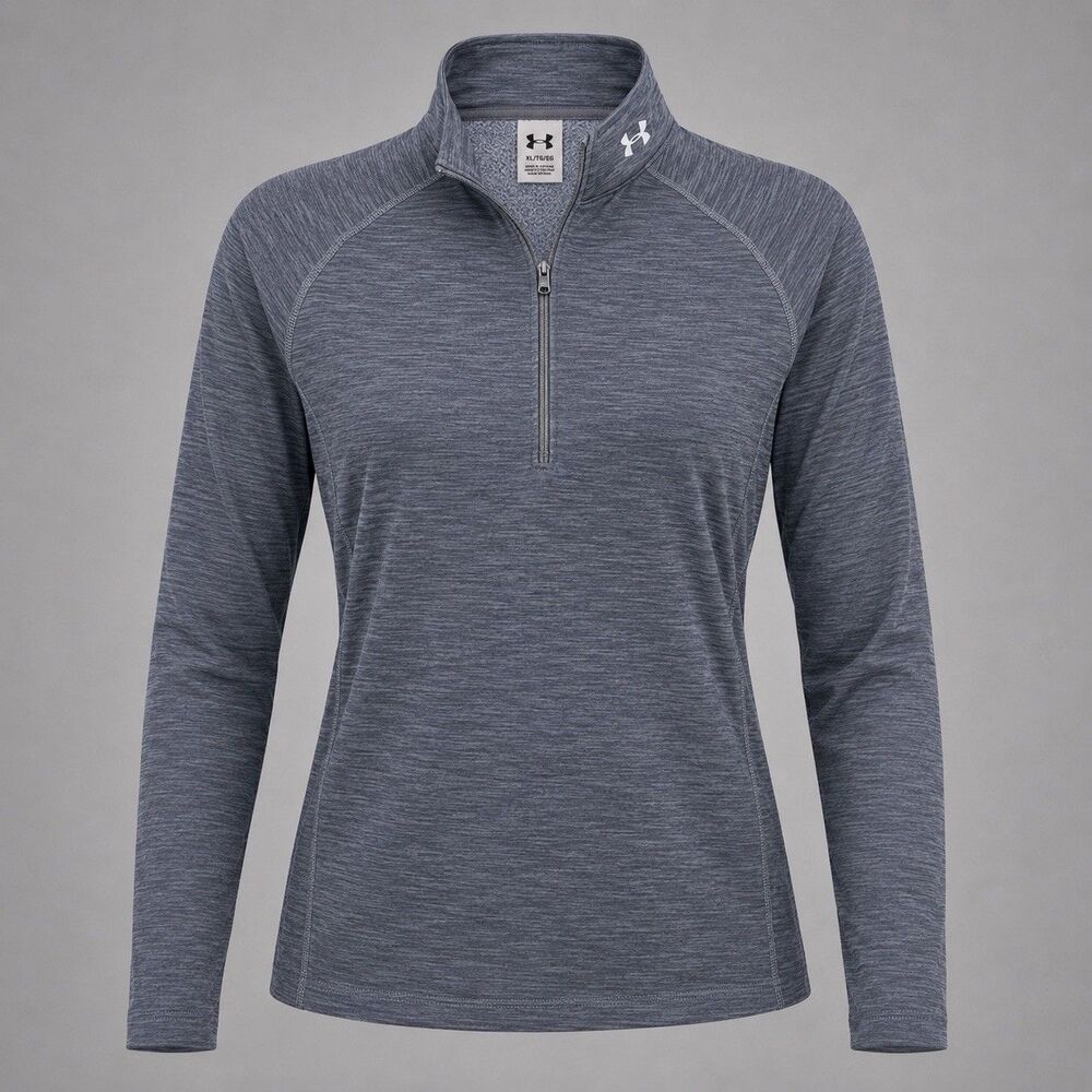 Under Armour ColdGear Women’s XL Gray 1/4 Zip Fitted Pullover Thumbholes